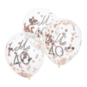 Hello 40 rose gold fødselsdagsballongar 5x 
