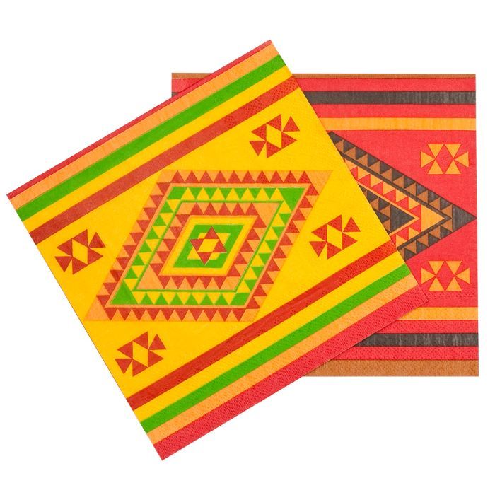 Multikcolorede meksikanske serviettar 20x - 33x33 cm
