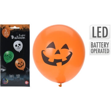 LED-ballong med halloween-tema 3x - 30 cm