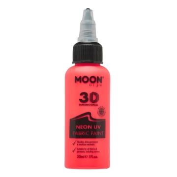 Neon UV Tekstilfarge Raud 30 ml Moon Creations