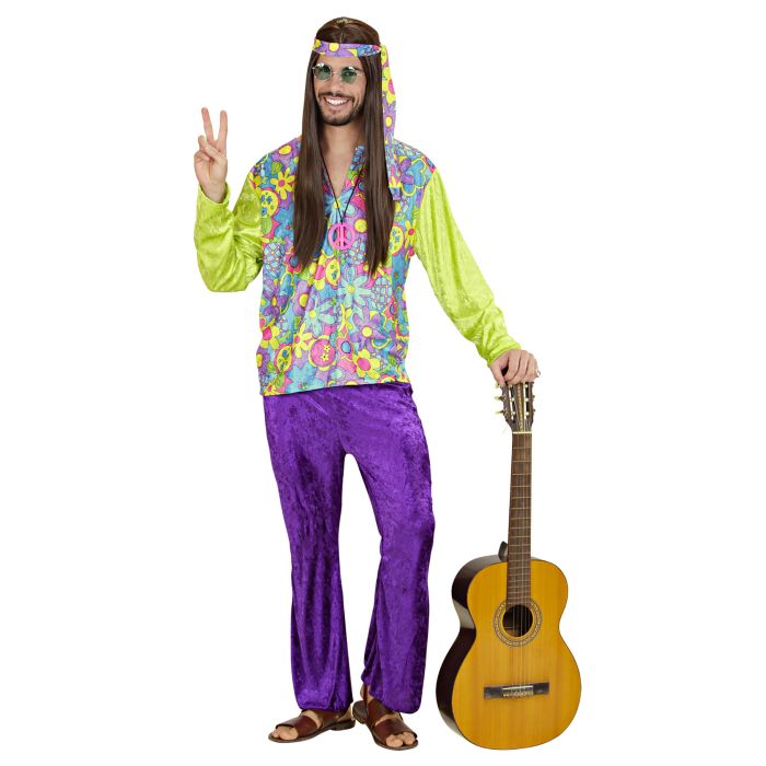 Hippiesett for herrer i fløyel med pannebånd