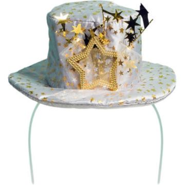 Sølv hatt med gullstjerne 20x3 cm