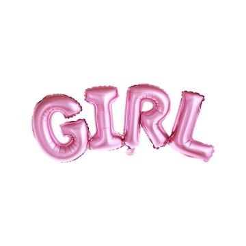 Lyserosa Girl bokstav folieballong - 74x33 cm