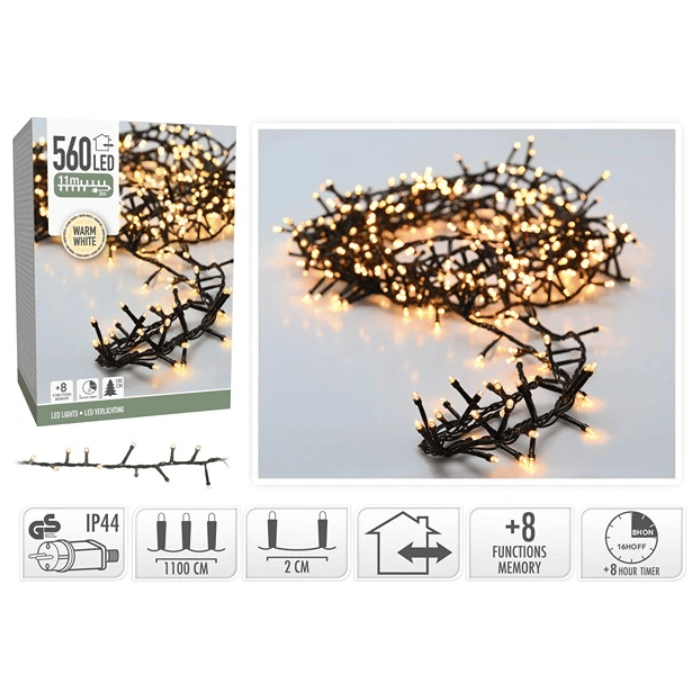 LED lyskjede snake 560 LED Varm hvit 11 m