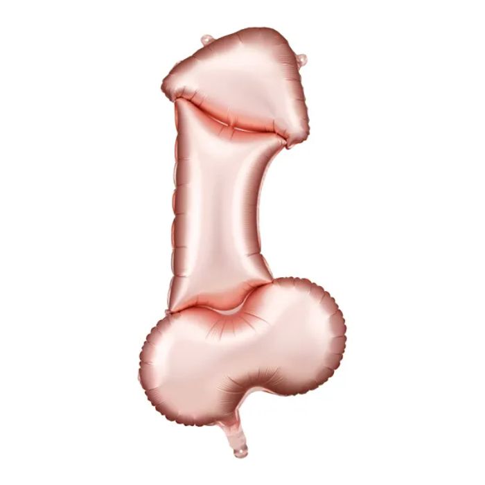 Folieballong penis i roségull - 55,5x112 cm