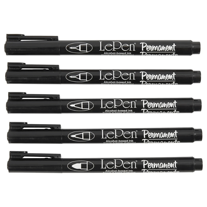 Permanente tusjar 5x svart - 0,6-1,3 mm