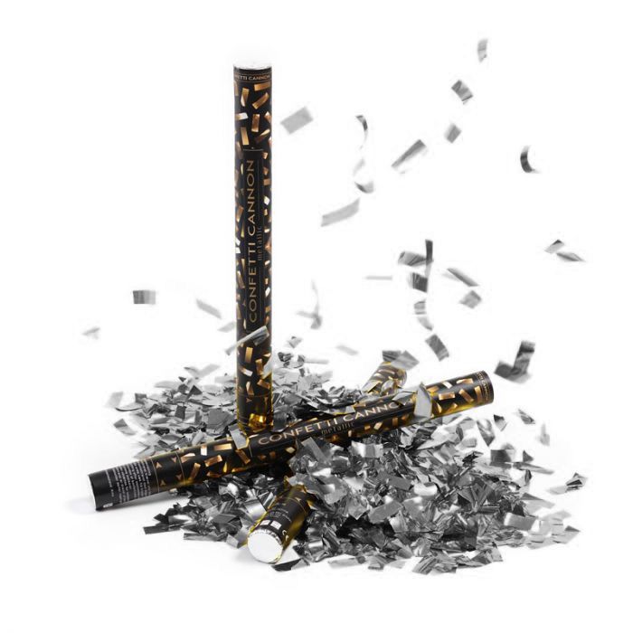 Sølv konfettirør 60 cm PartyVikings - Metallic Rektangulær