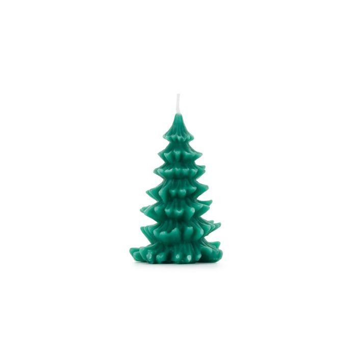 Juletre stearinlys grønt - 10 cm