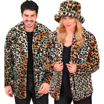 Leopardmønstret pelskåpe i unisex-snitt