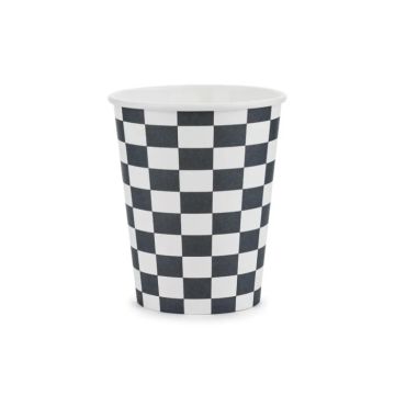 Pappkopper med rutete flagg 6x - 220 ml