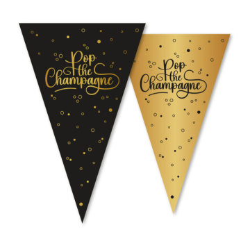Nyttårs flaggguirlande Pop the Champagne - 10 meter