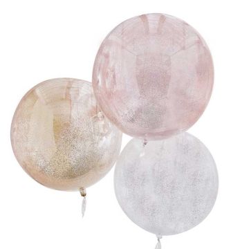 Runde Glitter Ballongar 3x - 55 cm