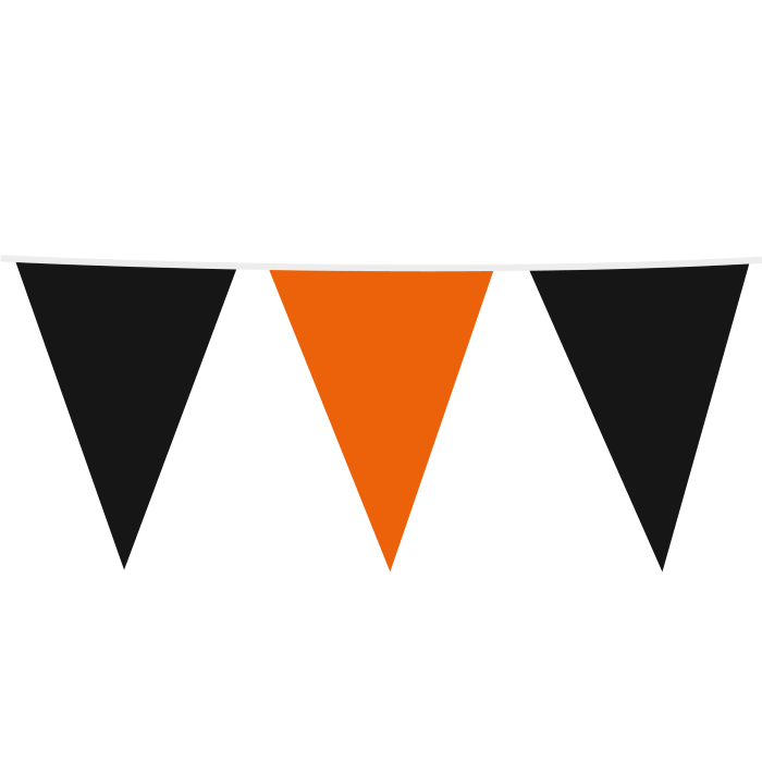Svart og oransje halloween flagggirlande med store flagg - 10 m