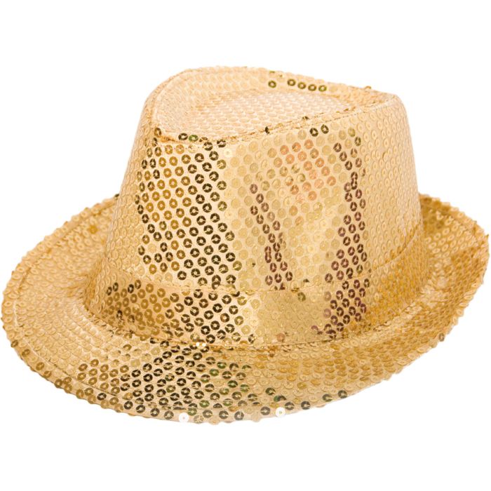 Paillett fedora i gull - onesize
