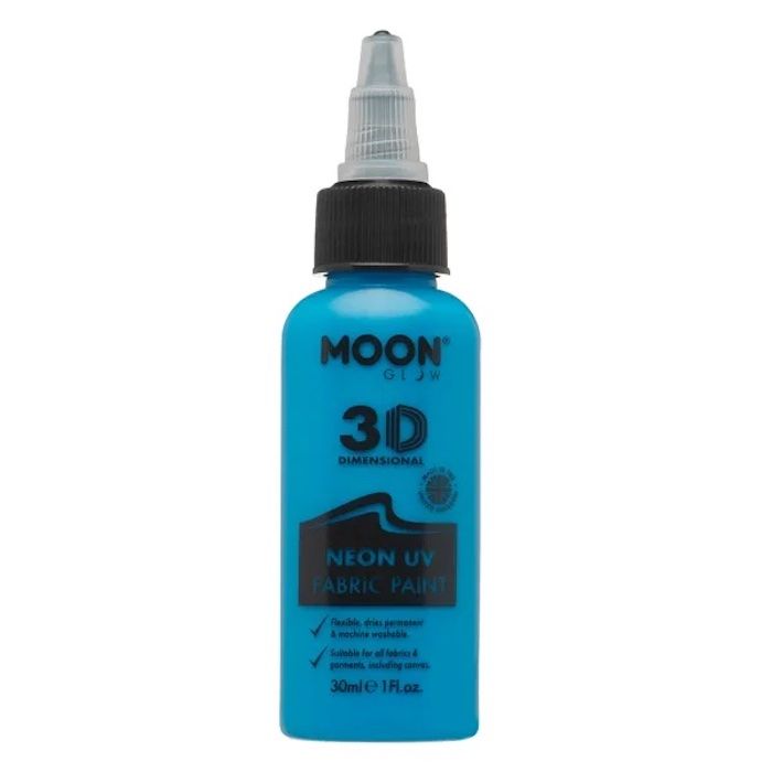 Neon UV Tekstilfarge Blå 30 ml Moon Creations