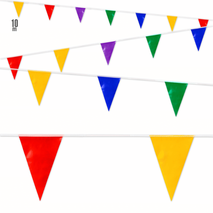 Mangefarga flagggirlanda - 10 meter
