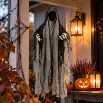 Ansiktsløst halloween spøkelse svart - 46 cm