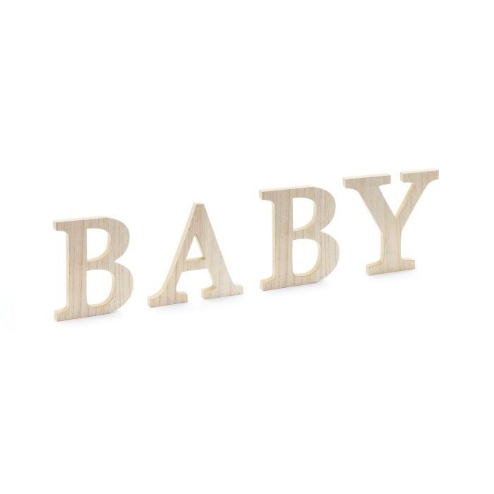 Baby bokstavsdekorasjon i tre - 16,5-21,5x19,5 cm