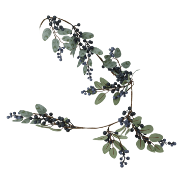 Kunstig bladgirland m. bær - 150 cm