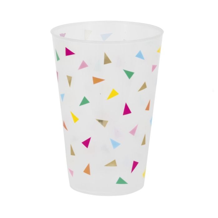 Gjenbrukbart plastikkop med trekanta flagg 475ml 6x