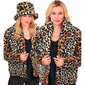 Leopardmønstret pelsjakke for damer