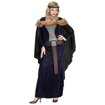 Middelalderprinsesse (kjole med kappe, belte, hodeplagg) Flerfarget