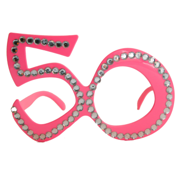 50 års briller rosa med diamanter - onesize