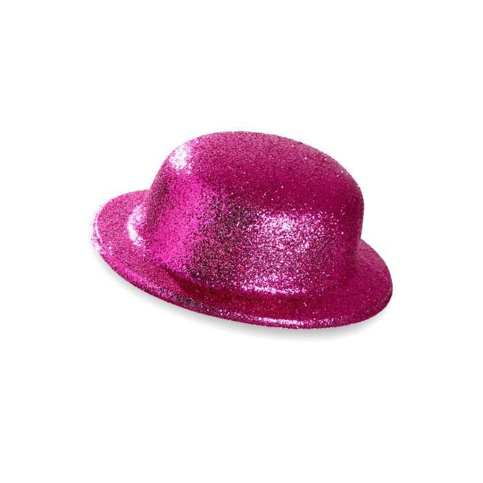 Bowlerhatt rosa glitter