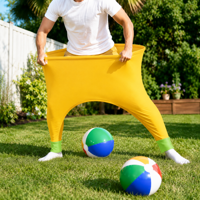 Gigantiske elastiske bestemorbukser med 2x baller