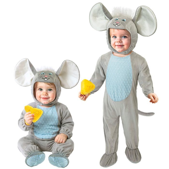 Musekostyme for baby i grå