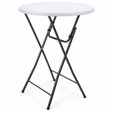 Rundt ståbord i hvit Ø 80 cm med svart metallramme