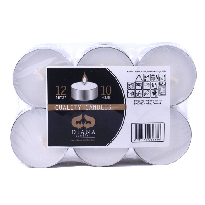 Te-lys hvit 12x - 10 timer