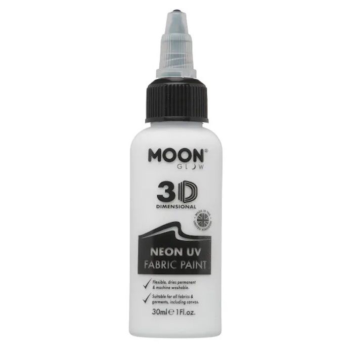 Neon UV Tekstilfarve Kvitt 30 ml Moon Creations