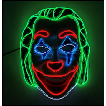 Uhyggelig klovne LED Joker-maske med grønt hår