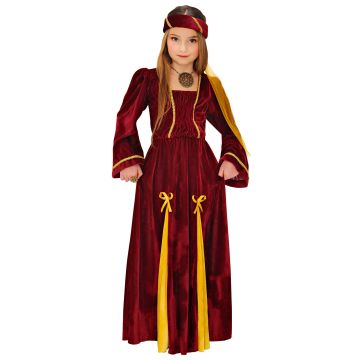 Middelaldersk Prinsesse (kjole, hodepryd med slør) Bordeaux