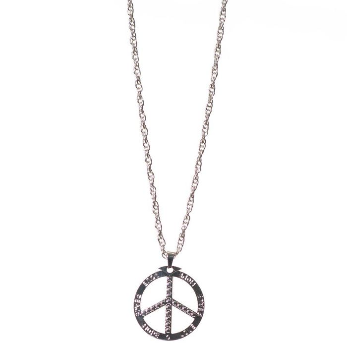 Sølv hippie peace-halskjede