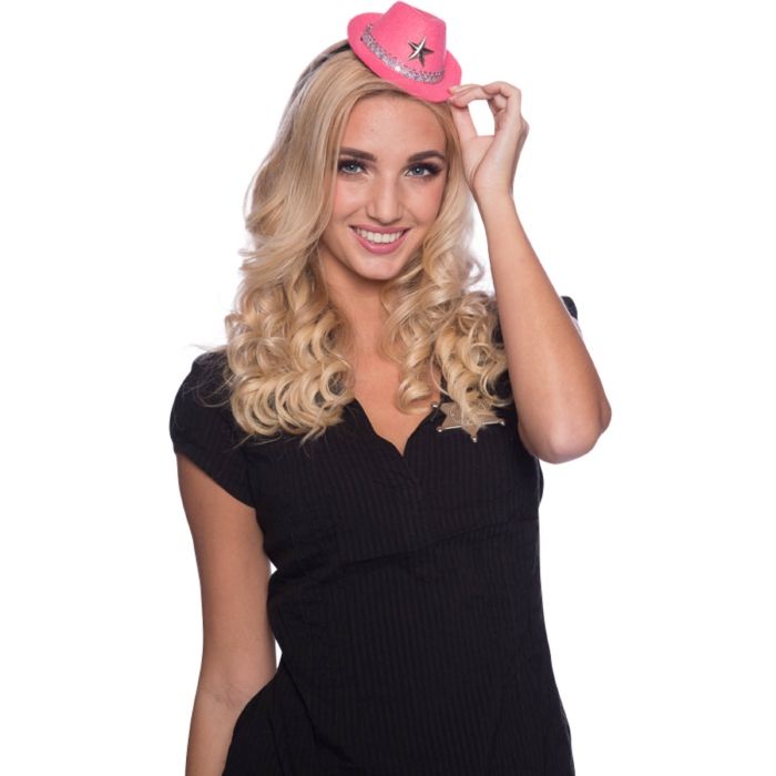 Rosa mini cowboyhatt med stjerne - onesize