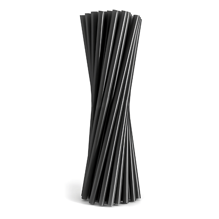  Sugerør svart 200x6mm fleire gongar 50x plastikk