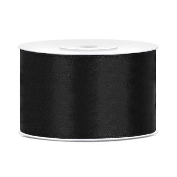 Svart satengband - 38 mm x 25 m