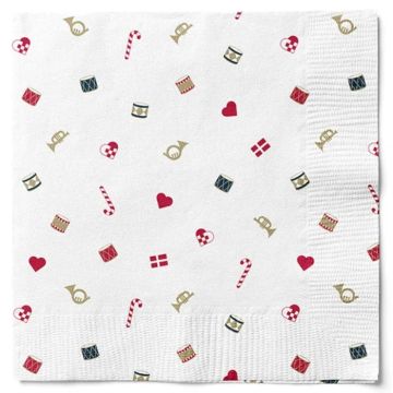 Servietter med julemotiver kvite - 33x33 cm