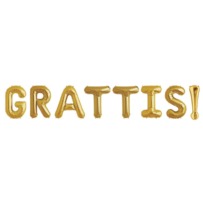 "GRATTIS!" folieballongar i gull - 40 cm