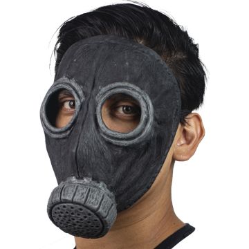 Svart gassmaske i latex