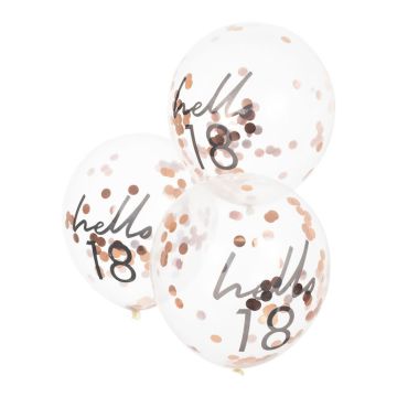 Hello 18 Rose Gold Fødselsdagsballonar 5x - 30 cm