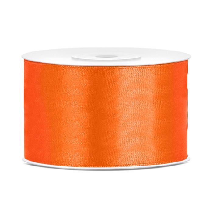 Orange satinbånd - 38 mm x 25 m