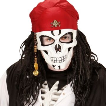 Pirat skjelettmaske med raud bandana