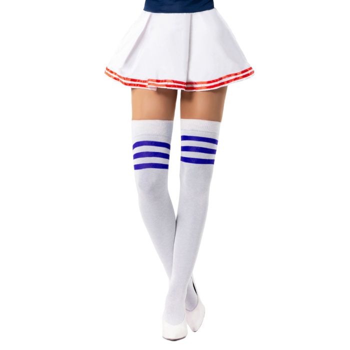 Cheerleader knestrømpene one-size kvit og blå