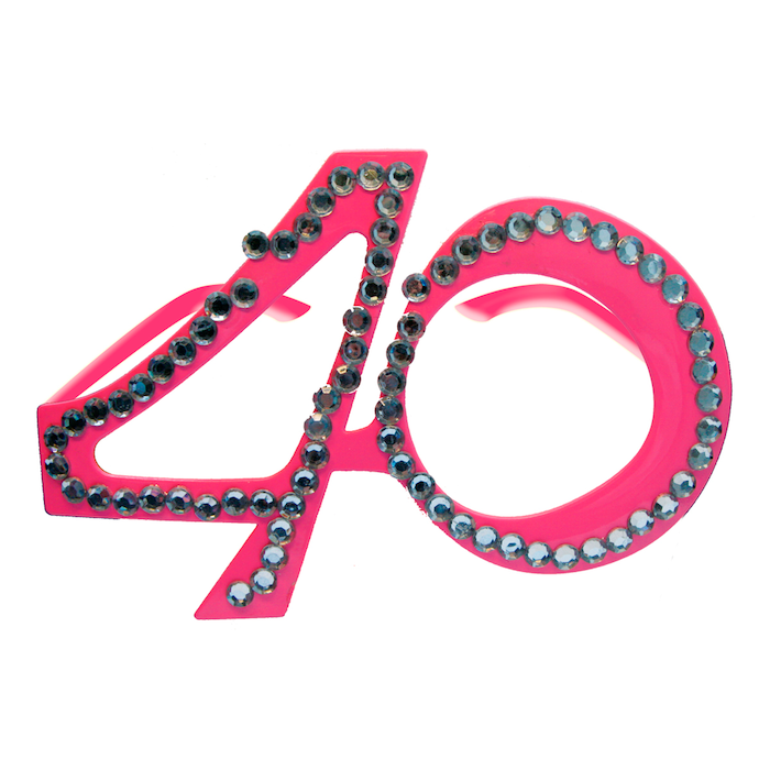 40-års briller i pink med diamanter 