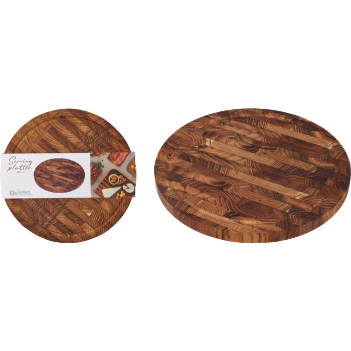 Rundt serveringsbrett i teak Ø 30 cm