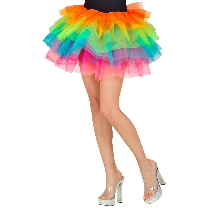 Neon Regnboge Farga Tylskjørt - 45 CM