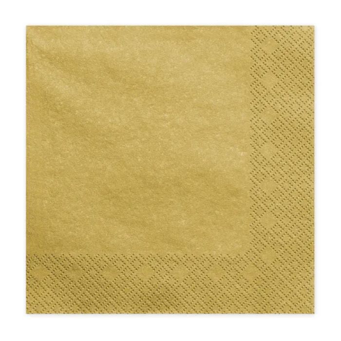 Serviettar 3-lags gull 20x - 33x33 cm